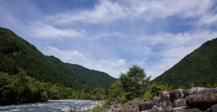 奥飛騨温泉郷オートキャンプ場の川