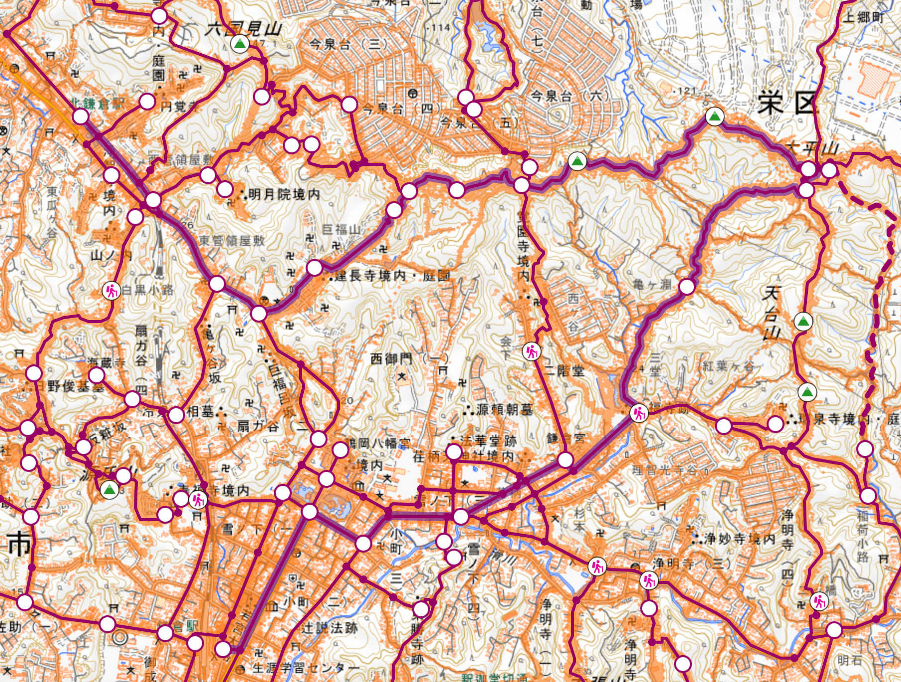 鎌倉アルプス　天園ハイキングコース　地図
