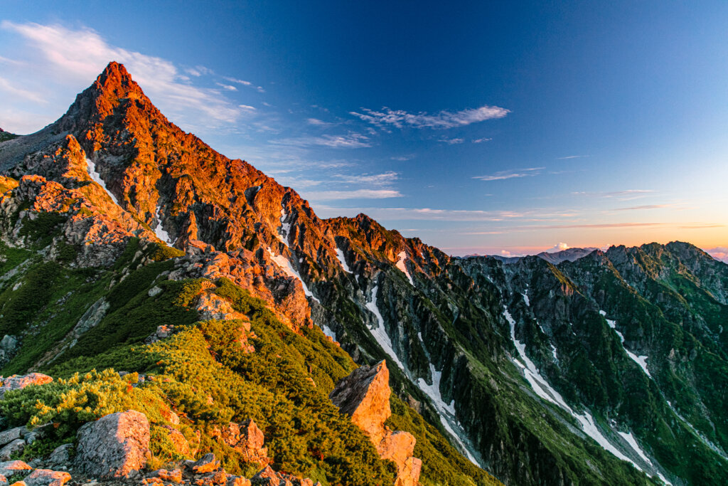 表銀座縦走路から見えた槍ヶ岳北鎌尾根
